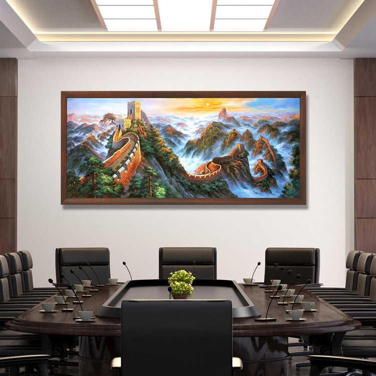 纯手绘万里长城风景油画现代大厅油画