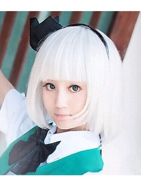 白色BOB头假发 外贸cosplay假发