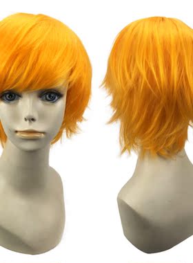 高温丝 短款  层次 动漫 假发  黄色