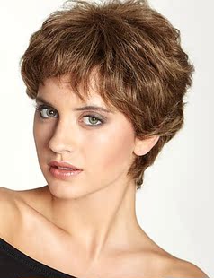 栗色 短款 高档 外贸假发 高档化纤 日常  假发