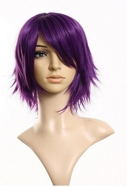 紫色动漫假发 高温丝 假发