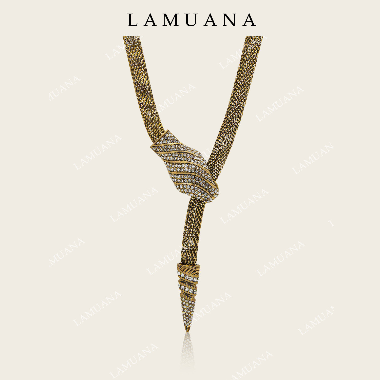 LAMUANA埃及女王的灵蛇项链古铜金编织蛇复古礼服颈饰可调节15784