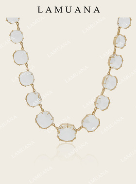 LAMUANA Artdeco复古果冻切割钻芒星系列小众设计感白钻项链94829