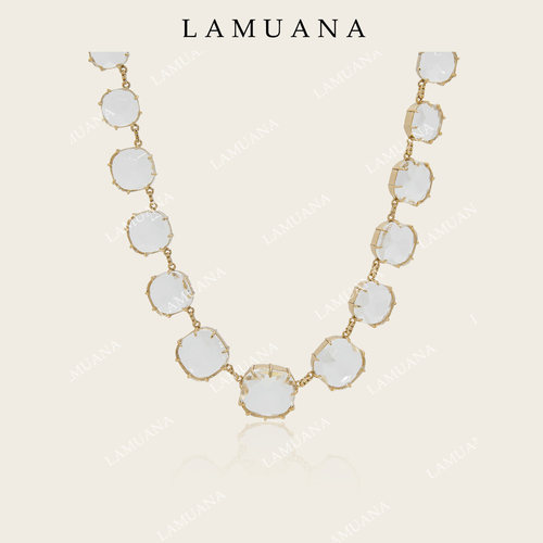 LAMUANA Artdeco复古果冻切割钻芒星系列小众设计感白钻项链94829