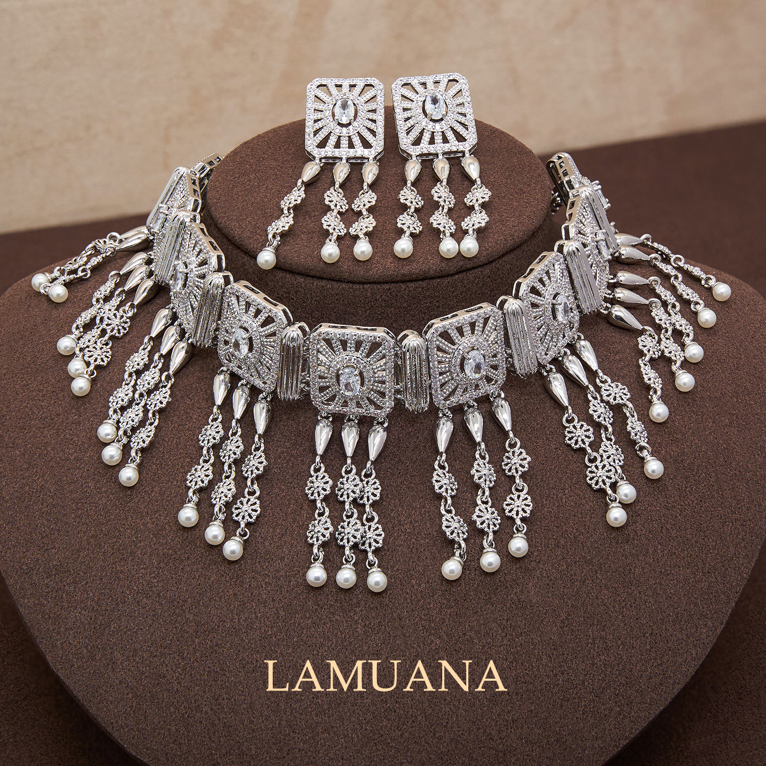 LAMUANA银色繁复美学系列小众高级感法式复古choker项链套装耳钉,饰品/流行首饰/时尚饰品新,项链,淘宝优惠券,粉丝福利购,淘宝优惠卷