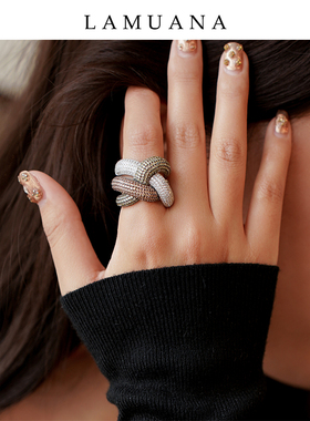 LAMUANA2024年新款交织艺术小众轻奢设计高级感戒指食指戒60527