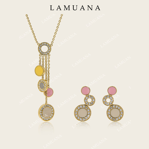 LAMUANA泡泡珐琅彩流苏项链小众复古精致彩色颈链锁骨链女22096