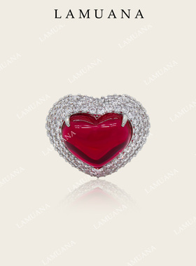 LAMUANA红酒桃心系列复古小众奢华感爱心红心礼服配饰戒指女12394