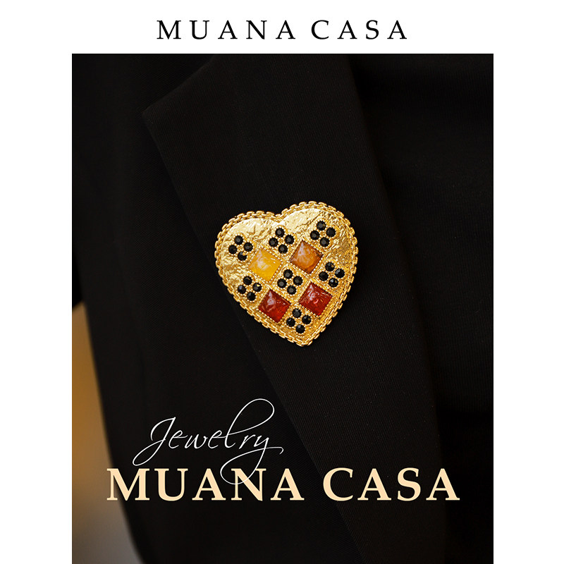 LAMUANA爱心曲奇复古甜心胸针小众设计胸花毛衣配饰别针奢华43698,饰品/流行首饰/时尚饰品新,胸针,淘宝优惠券,粉丝福利购,淘宝优惠卷