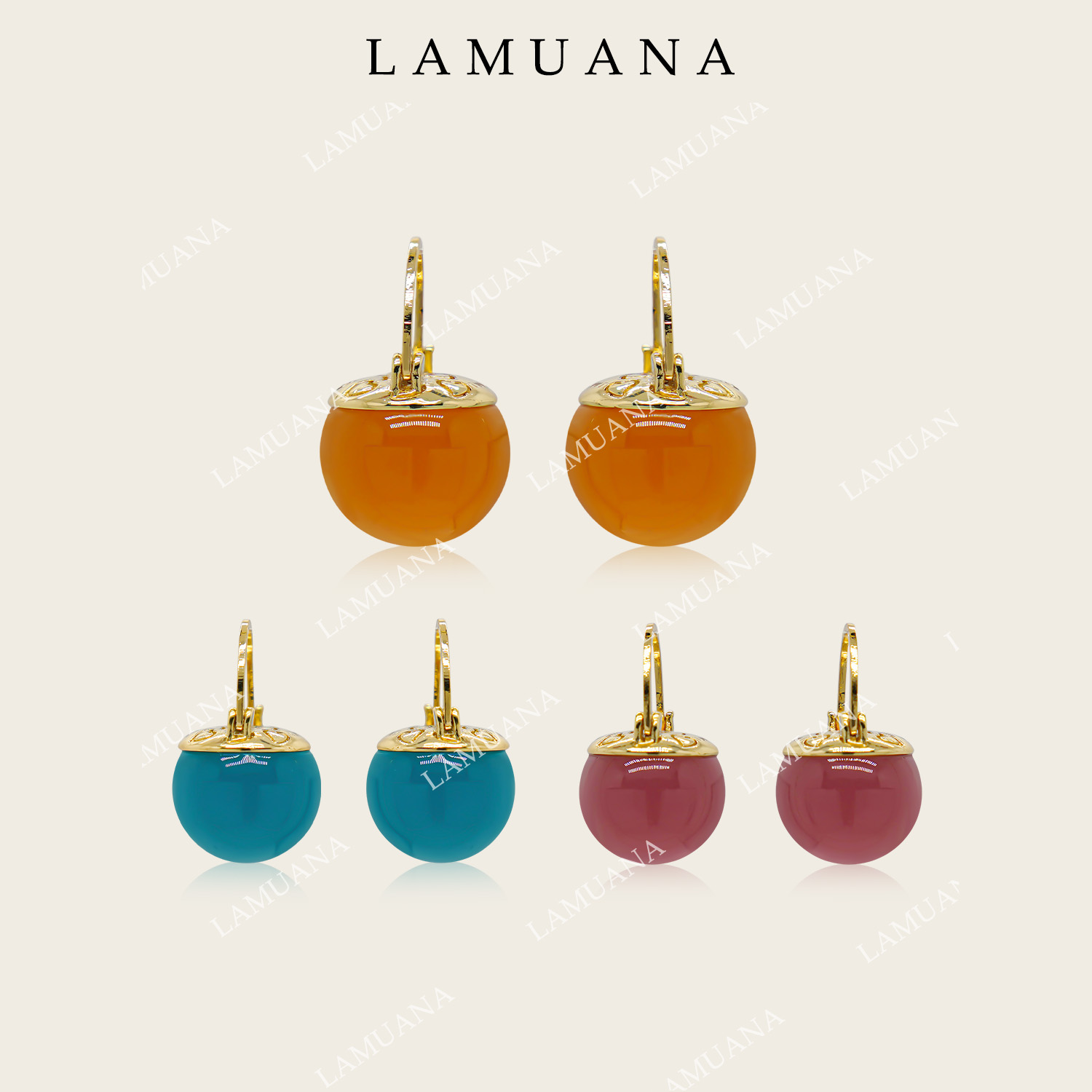 LAMUANA小橡果软糖彩色小球耳环耳钉小众设计感ins彩色耳饰83793