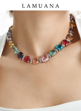 LAMUANA【彩色冰糖系列】彩钻项链高级感锁骨链小众设计颈链57589