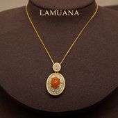 LAMUANA 轻奢彩宝 天然南红玛瑙星盘系列S925银红色项链94935