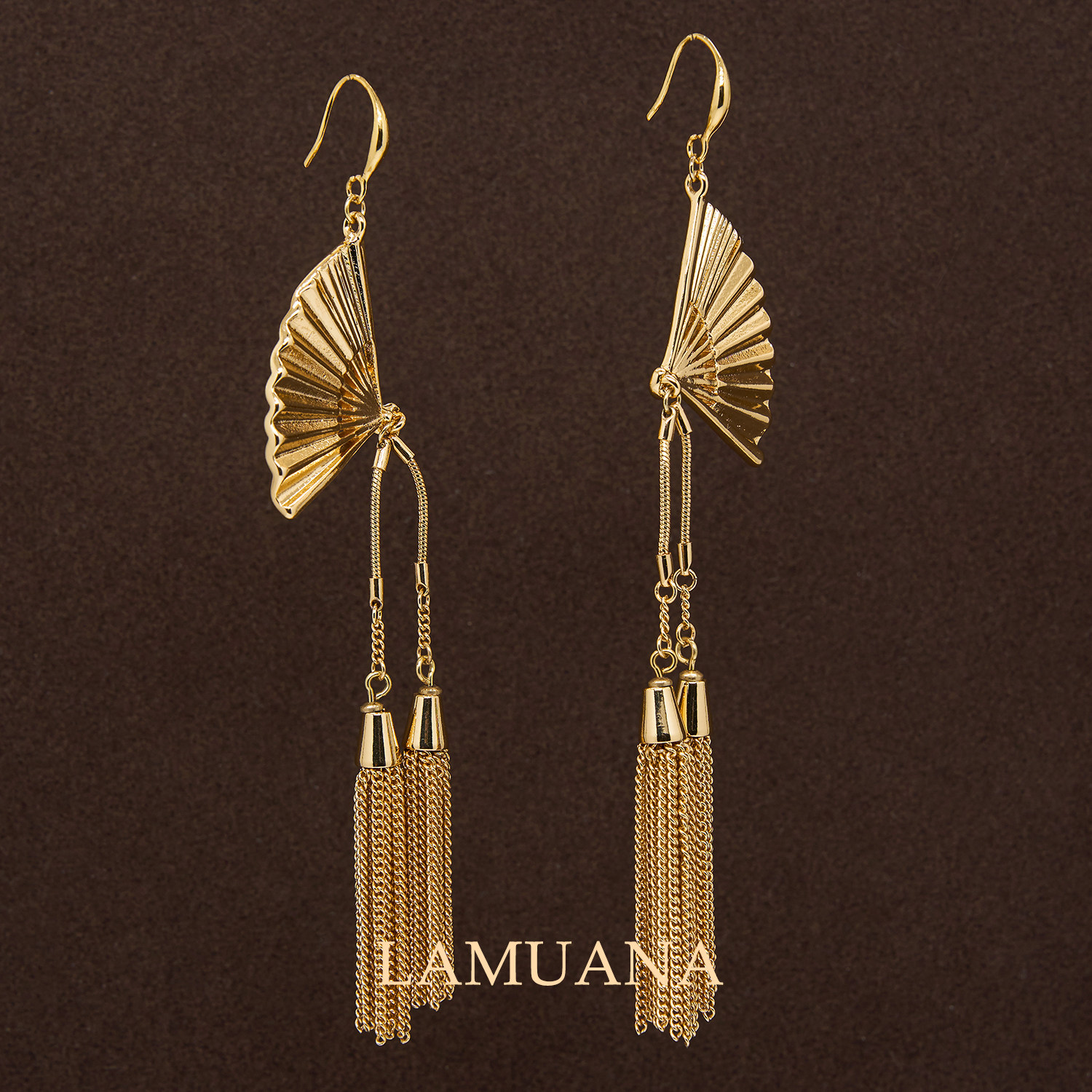 LAMUANA洒金叠扇耳环小众高级感金色新年长款流苏耳饰饰品女98087,饰品/流行首饰/时尚饰品新,耳环,淘宝优惠券,粉丝福利购,淘宝优惠卷