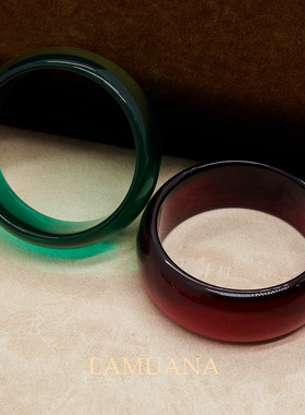 LAMUANA红绿复古宽面琉璃手镯小众设计感彩色手环手链镯女送礼物