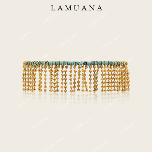 LAMUANA蓝调波西米亚·天然蓝松石流苏手链小众ins感度串珠18648