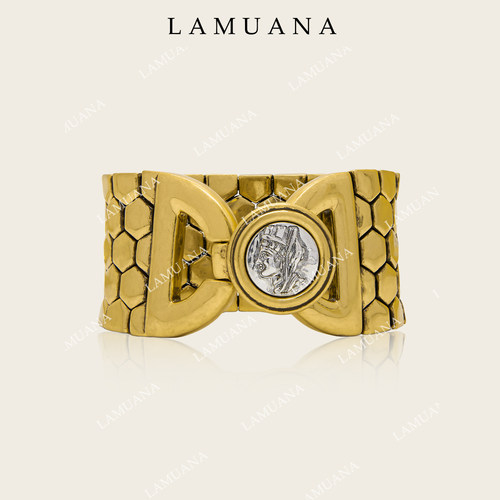 LAMUANA金蛇古币手镯复古小众感古铜色夸张设计手环手腕饰品20061