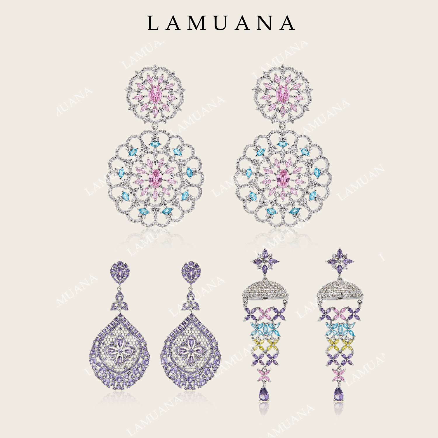 LAMUANA潘多拉紫罗兰系列小众设计高级感彩色钻奢华耳钉耳环耳饰,饰品/流行首饰/时尚饰品新,耳环,淘宝优惠券,粉丝福利购,淘宝优惠卷