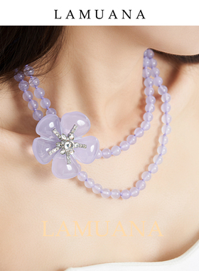 LAMUANA蓝紫花串珠套装系列可拆卸设计复古项链紫玉髓颈链57657