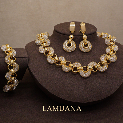 LAMUANA金网钻扭花系列高级奢华感复古套装项链耳环手链女礼物