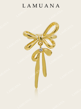 LAMUANA法式复古蝴蝶结耳钉耳骨夹小众设计高级感耳饰小巧83816