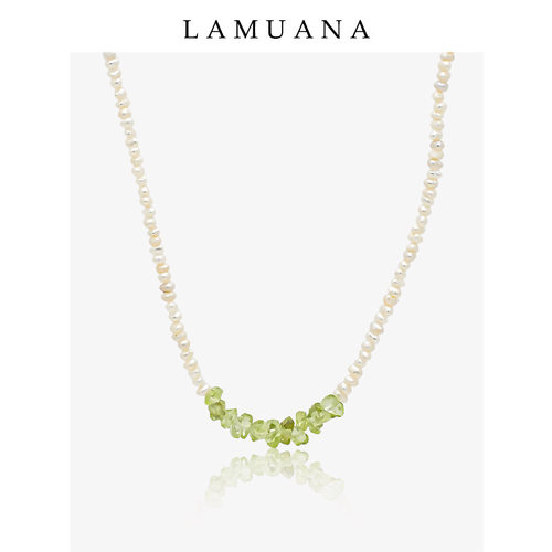 LAMUANA小米珍珠橄榄石项链 baby珠设计款短款项链锁骨链67120