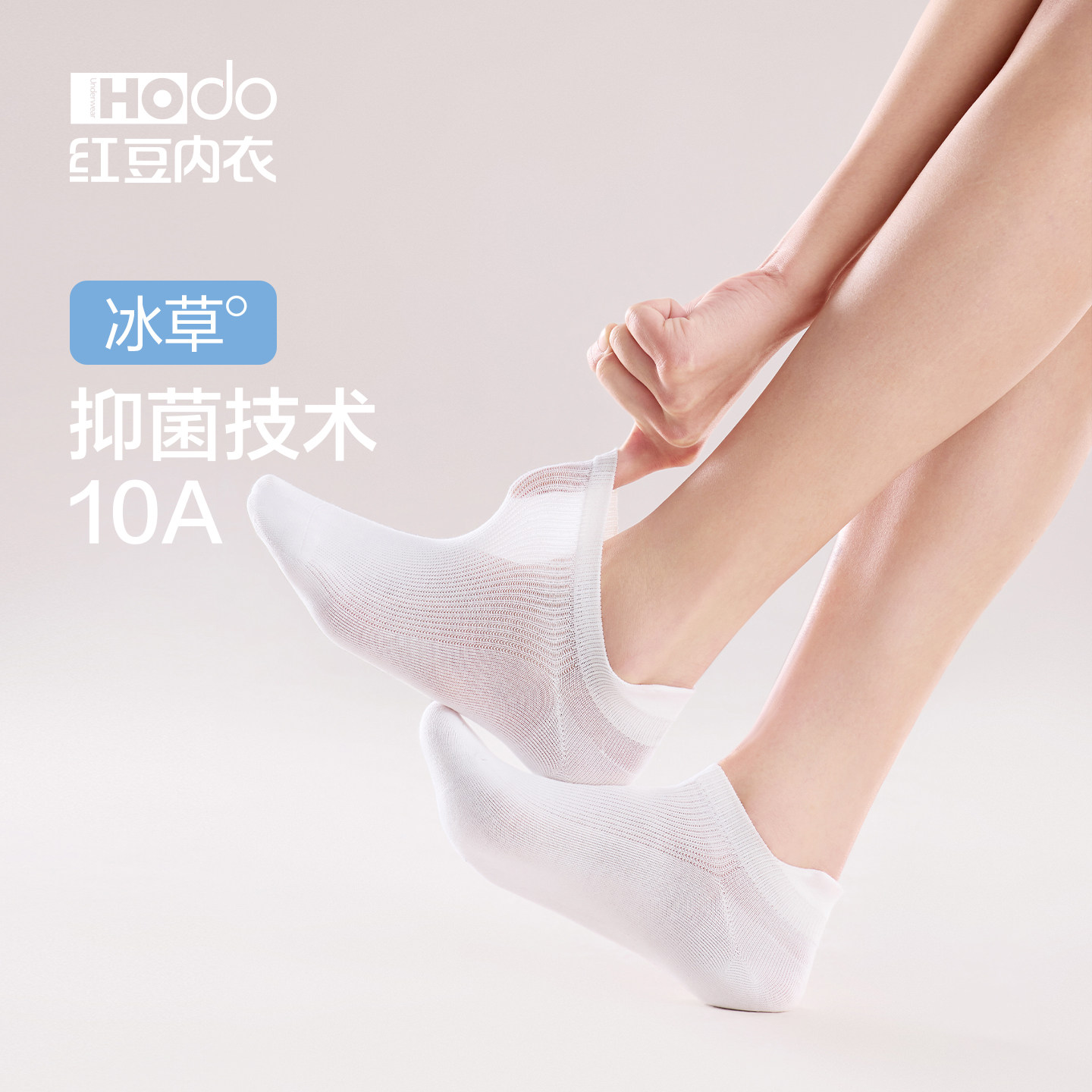 女士袜子红豆抑菌网眼透气纯棉图片