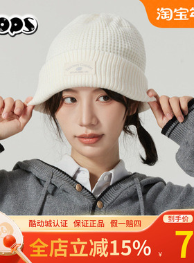 斯凯奇白色绒线帽休闲舒适百搭时尚冬季新款男女款针织帽L424U087