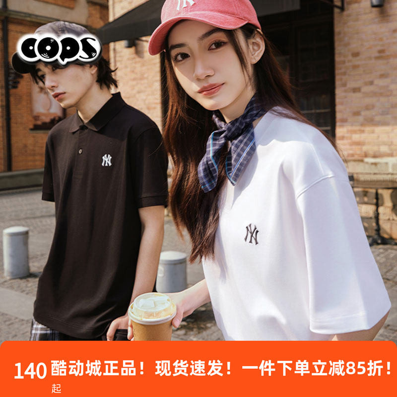 MLB半袖男女装情侣T恤新款NY小标白色休闲圆领宽松短袖3ATSB0263图片