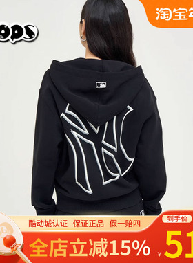 MLB情侣外套男女24年NY镂空大标印花连帽拉链运动3ATRB0544/TRB05