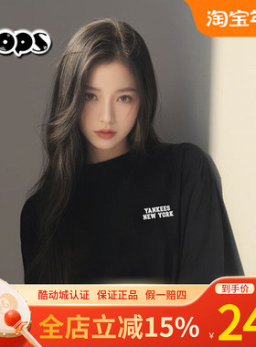 MLB24款情侣短袖男女NY字母镂空印花学院风休闲运动T恤3ASWB2243