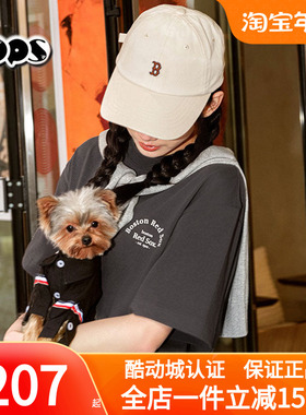 MLB短袖男女情侣25新款NY字母印花灰色圆领休闲运动T恤3ATSB4153