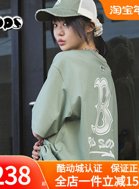 MLB短袖男女情侣25新款绿色大标涂鸦宽松运动休闲T恤3ATSB0353