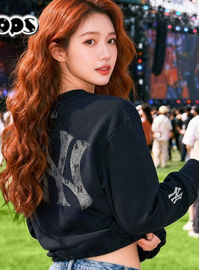 MLB男女卫衣2026新款NY老花大标印花圆领情侣运动套头衫3AMTM0961