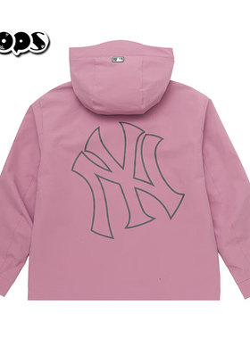 MLB少女粉色冲锋衣男女26新款NY标防水休闲运动夹克外套3AWJB0361