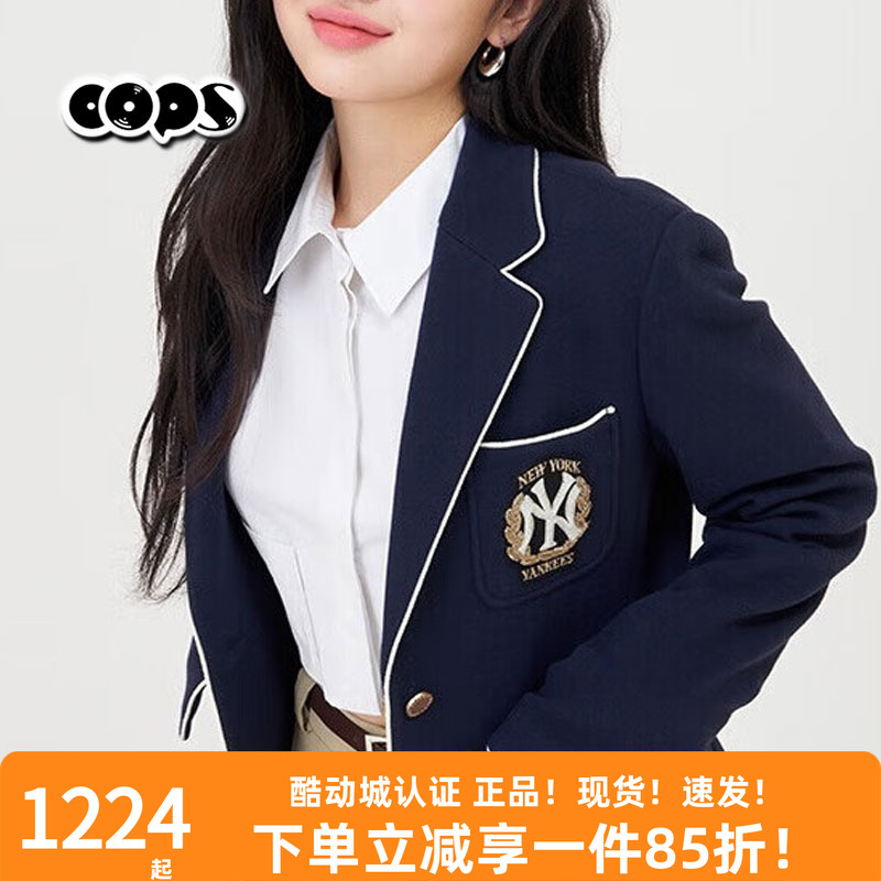 MLB外套女款24款NY复古学院风JK徽章休闲西装上衣3FJKV0141/JKV01