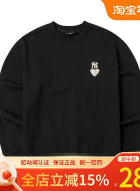 MLB男女情侣卫衣NY爱心刺绣圆领运动休闲套头衫3AMTH9144/MTH91