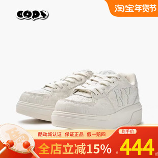 MLB鞋子男女鞋春季新款情侣款老花NY学长鞋厚底增高板鞋3ASXE015N