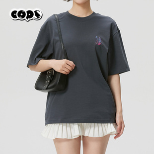 MLB短袖T恤男女同款宽松落肩圆领印花休闲百搭凉感体恤3ATSB1363