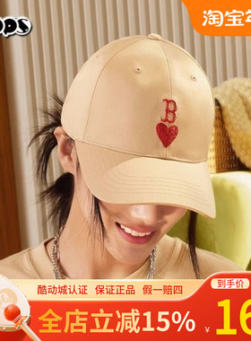 MLB男女帽子情侣爱心刺绣logo遮阳棒球帽休闲鸭舌帽3ACPH014N