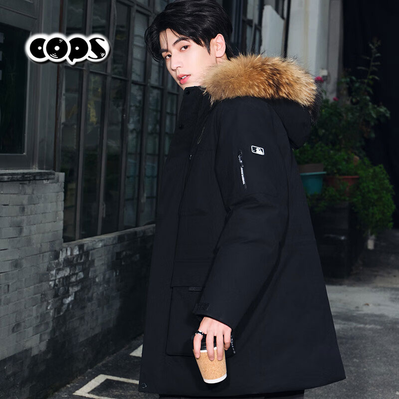 MLB张凌赫同款派克羽绒服男女防水工装毛领鹅绒冬季新款3ADJB0656