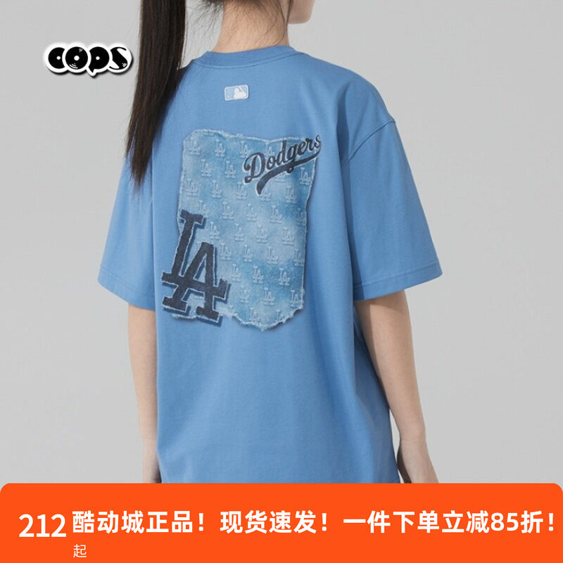 MLB短袖男女情侣25新款蓝色复古涂鸦休闲运动短袖T恤3ATSM1053图片