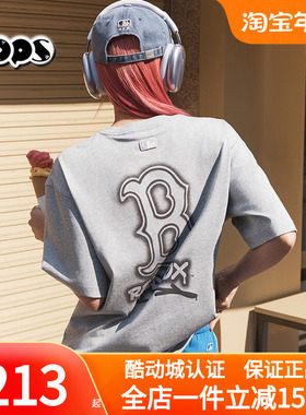 MLB灰色短袖男女情侣25新款大标涂鸦宽松运动休闲T恤3ATSB0353