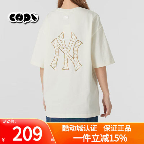 MLB短袖男女情侣25新款NY老花大标半袖宽松休闲运动T恤3ATSM0653