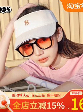 MLB白色空顶帽男女NY刺绣户外防晒遮阳帽运动休闲太阳帽3ASCB0153