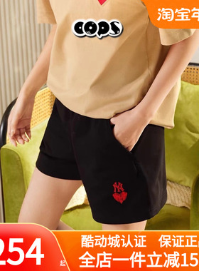 MLB24款短裤女NY爱心刺绣休闲宽松透气针织五分裤3FSPH0143/SPH01