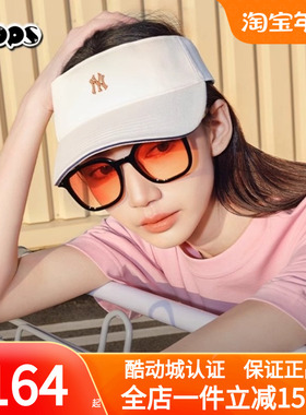 MLB白色空顶帽男女NY刺绣户外防晒遮阳帽运动休闲太阳帽3ASCB0153