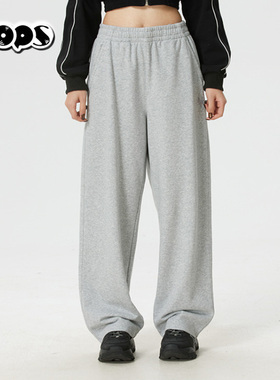 MLB运动长裤26新款男女宽松透气休闲裤情侣灰色慵懒卫裤3APTB0261