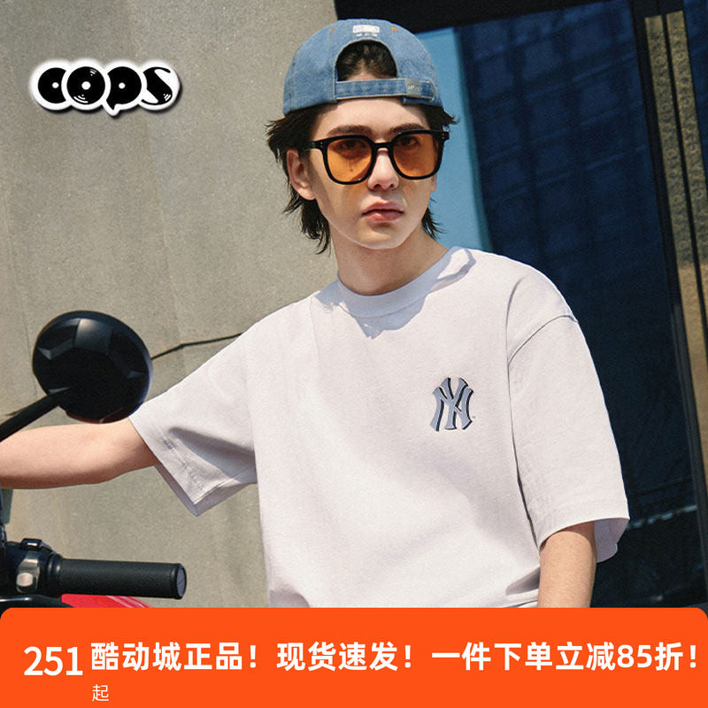 MLB短袖男女25新款NY老花情侣半袖休闲圆领纯棉运动T恤3ATSM2153图片