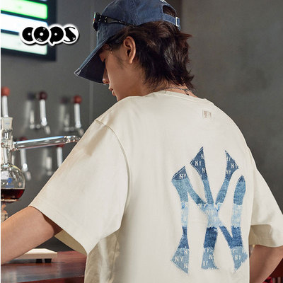 MLB短袖T恤男女款纯棉宽松落肩袖NY大标运动休闲街头潮3ATSM0663