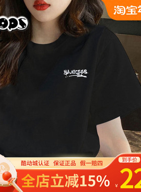 MLB正品黑色短袖男装女装情侣款圆领半袖休闲T恤25春新款TSB40